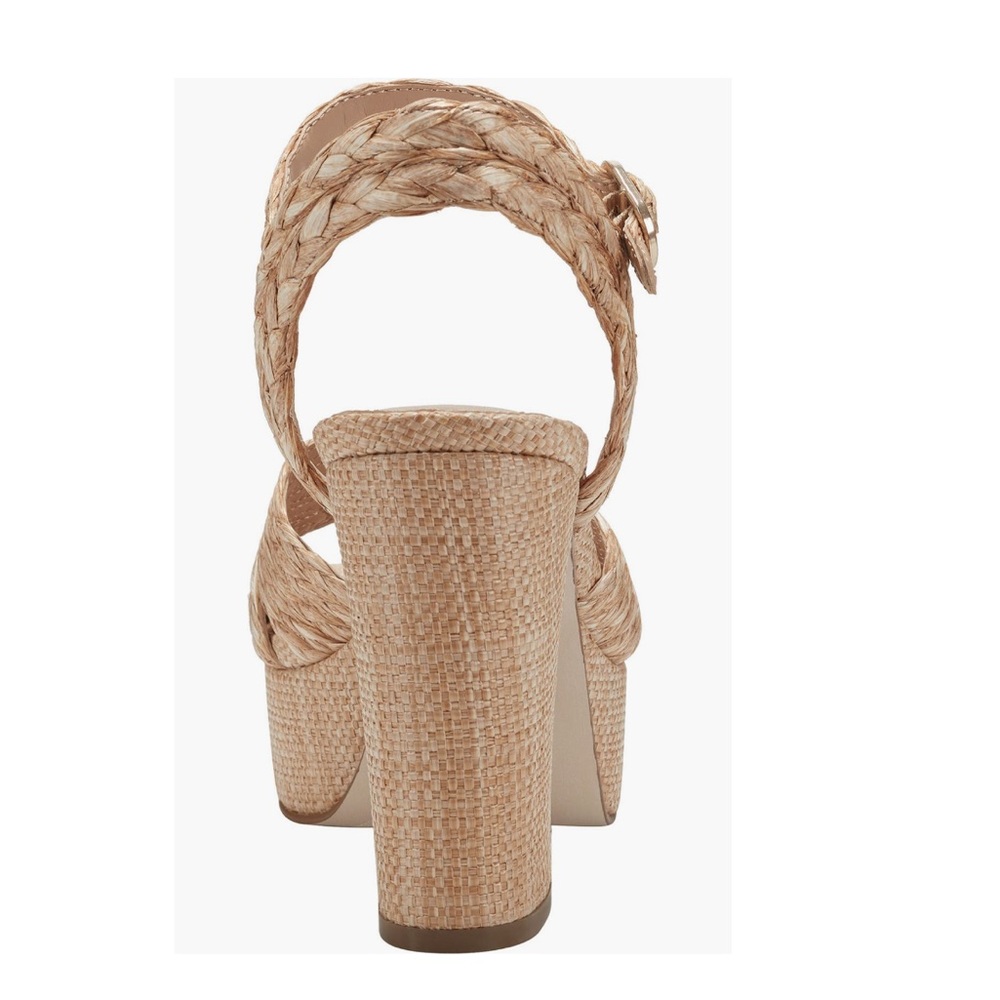 Marc Fisher LTD Chela Platform Raffia Sandals Medium Natural Tan Women’s Size 11 - Picture 10 of 14